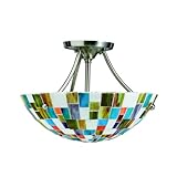 Kichler Lighting 65215 2-Light Confetti Art Glass Semi-Flush Ceiling Light, Brushed Nickel