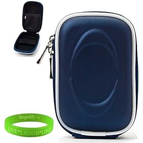Royal Blue point and shoot digital slim camera case with Reinforced Shell & Zipper for all models of your Canon Powershot S100 or Canon Powershot S95 + Green Vangoddy Bracelet!!!