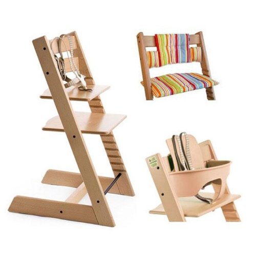 Stokke Tripp Trapp High Chair, Cushion and Baby Rail