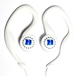 Duke University SportClip Earphones with Wind Up Storage Case for MP3, CD, DVD Players, White