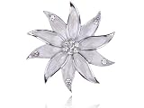 Glamour Pearlescent Enamel Painted Crystal Rhinestone Flower Petals Pin Brooch