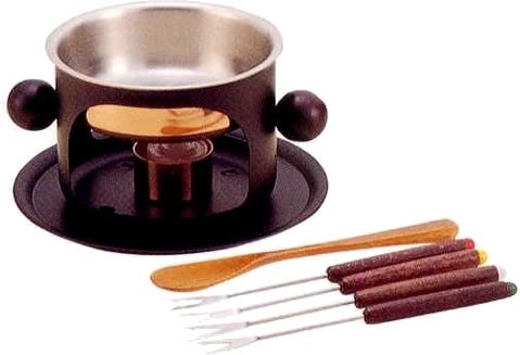 COPPER 100 銅チョコレート(デザート)フォンデュセット 黒 (串4本、木ベラ付):イメージ画像