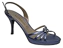 Madrid - Fabulous metallic blue kid platform sandal, with turquoise clear diamante trim