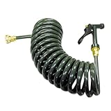 Premium-Quality Recoil Garden Water Hose with Adjustable Spray Nozzle - Easy-to-Handle 25-Ft Length