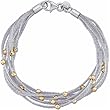 Seven Strand Mesh Necklace with Yellow Gold Beads