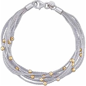 Seven Strand Mesh Necklace with Yellow Gold Beads