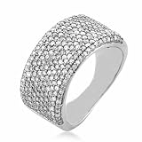 14K White Gold 1.00 Carat Diamond Pave Flat Band Size-7