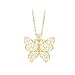 14K Yellow Gold Filigree Butterfly Pendant with Chain