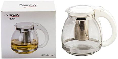 Thermotastic 1.5L Glass Circular Teapot Kettle (White)