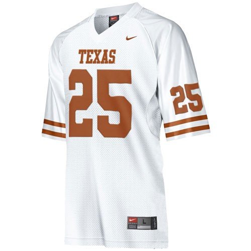 Nike Texas Longhorns #25 White Tackle Twill Football Jersey