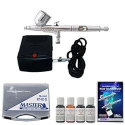 MASTER Airbrush Cake Decorating System, Precision Dual-Action Gravity Feed Airbrush Set with Mini Air Compressor Plus 4 Americolor AmeriMist Airbrush Food Colors and FREE Storage Case-The Complete Set Now Includes a (FREE) How to Airbrush Training Book to Get You Started