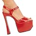 6 1/2 Inch Women's Red High Heel Shoe Chunky Heel Platform