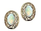 0.30 cttw Genuine Oval Opal Earrings in 14k White Gold LIFETIME WARRANTY - B00068EBZQ