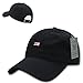 Small American Flag Embroidered Vintage Washed Dad Hat Buckle Strap Cap - Black