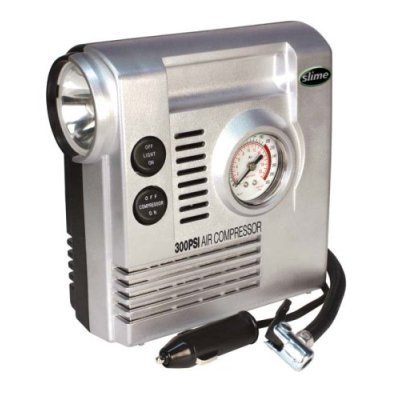 Slime COMP03 12-Volt Air Compressor with Gauge and Light (300 PSI)