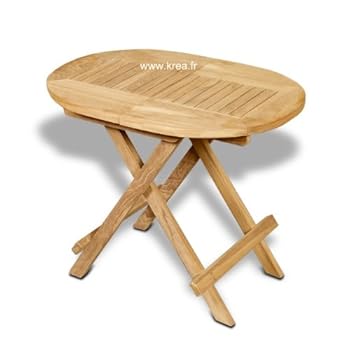 TECK'Attitude - Table basse en teck Ovale pliante 60x40 cm