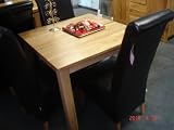SOLID OAK DINING TABLE 90X90CM WITH 4 LEATHER CHAIRS. CHAIRS COLOUR; BROWN, BLACK, IVORY & RED. EMAIL US WITH COLOUR CHOICE AND CONTACT NUMBER
