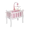 Sleigh-Style Doll Crib with Mobile
