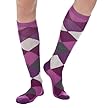 Xhilaration&reg; Socks 3Pk Knee Highs - Black Solid/Gray & Purple Argyle/Purple & Gray Stripe - One Size