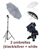 Photo Studio Portable Hot Shoe Flash Umbrella Stand Kit for Canon EOS 450D, 1000D, 550D, 400D, 500D, 350D, Xsi, T1i, T2i, Xti, XS, XT, 50D, 40D, 10D, 20D, 7D, 5D Mark II, 1D Mark II, III, IV, 1Ds