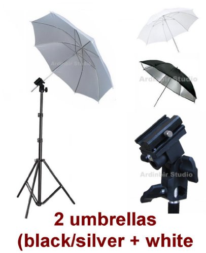 Photo Studio Portable Hot Shoe Flash Umbrella Stand Kit for Canon 430EX II, 580EX II, 550EX; NIKON SB-600, SB-800, SB-900, SB-26, SB-27, SB-28, SB-80DX, SB-50DX; NISSIN DI622,DI866,DI466; VIVITAR 285HV, DF383 Speedlight Flash
