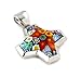 Millefiori Murano Glass Multi Color Multi Faceted Cross Pendant