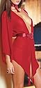Dreamgirl Women's Chiffon Robe with Tassel Trim Front Hem and Attached Satin Ribbon Belt with Thong