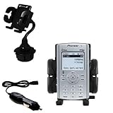 Gomadic for the Pioneer Airwave XM2Go - Pioneer Airwave XM2Go Auto Cup Holder with Car Charger - Uses Gomadic TipExchange