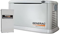 Generac Guardian Series 5744 20,000 Watt Air Cooled Propane/Natural Gas Powered Home Automatic Standby Generator With Transfer Switch (CARB Compliant)