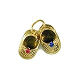 14K Gold Vintage Baby Shoes Charm, three-dimensional