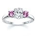 1.00 CT OVAL DIAMOND W ROUND PINK SAPPHIRE RING 18K