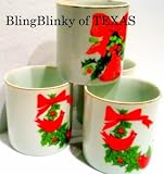Christmas Cups Mugs Lefton China Red Birds Bell Wreath Hot Tea Ladies Ministry