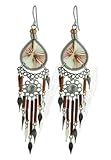 Hypo Alergenic Rustic Brown and white Native American Style Surgical Stainless Steel Chandelier Earrings French Ear Wire Hook Back Findings