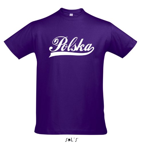 T-Shirt Polen Oldschool Polska LÄNDERSHIRT EM / WM FAN Trikot S-XXL , Dark purple – weiß , S