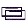A Set of 2 Plastic License Plate Frame Safari Animal Series - Zebra Purple and Black