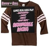 SnowGirl Women Chocolate Varsity 3/4 Race Shirt - PinkGames snowboarding snowmobiling