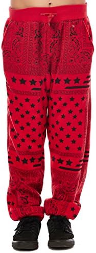 Boys Kids Children Bandana Fashion Cuffed Joggers SwaetPants BBP203 (4, Red)
