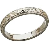 14K White Gold Charming Carved Ladies Wedding Band