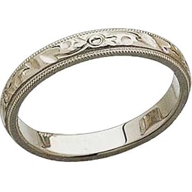 14K White Gold Charming Carved Ladies Wedding Band by Jewelry Days
