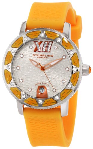 Stuhrling Original Women's 225R.1116F2 Marina Swiss Quartz Swarovski Silver Dial Watch
