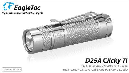  EagleTac D25C Clicky Ti CREE Cool White XM-L U2 LED Flashlight 