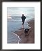 Presidential Candidate Bobby Kennedy and His Dog, Freckles, Running on Beach Framed Art Poster Print by Bill Eppridge, 18x22