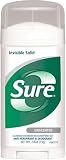 Sure Invisible Solid Anti-Perspirant and Deodorant, Unscented, 2.6-Ounces (Pack of 6)