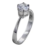 Round Cut Cubic Zirconia Sterling Silver Promise Wedding Engagement Solitaire Ring