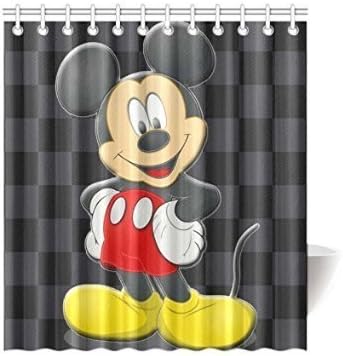 SuperhaliluyaShower Curtain Bathroom Custom DIY Disney Cartoon Minnie Mickey Mouse Waterproof Shower Curtain Standtar Size 66X72