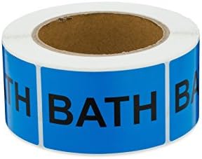 Saurus Home Moving Labels, Bathroom, 500 Per Roll, 2"H X 3"W, Blue