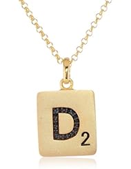 Scrabble 925 Yellow Gold Plated 0.057ct Diamond Initial D Pendant Necklace, 18"