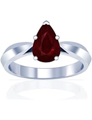18K White Gold Pear Cut Ruby Solitaire Ring