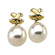 14K Yellow Gold Paspaley South Sea Cultured Fashion Oval Pearl Earrings