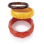Orange, Yellow And Brown Acrylic Bangles - Set Of 3
